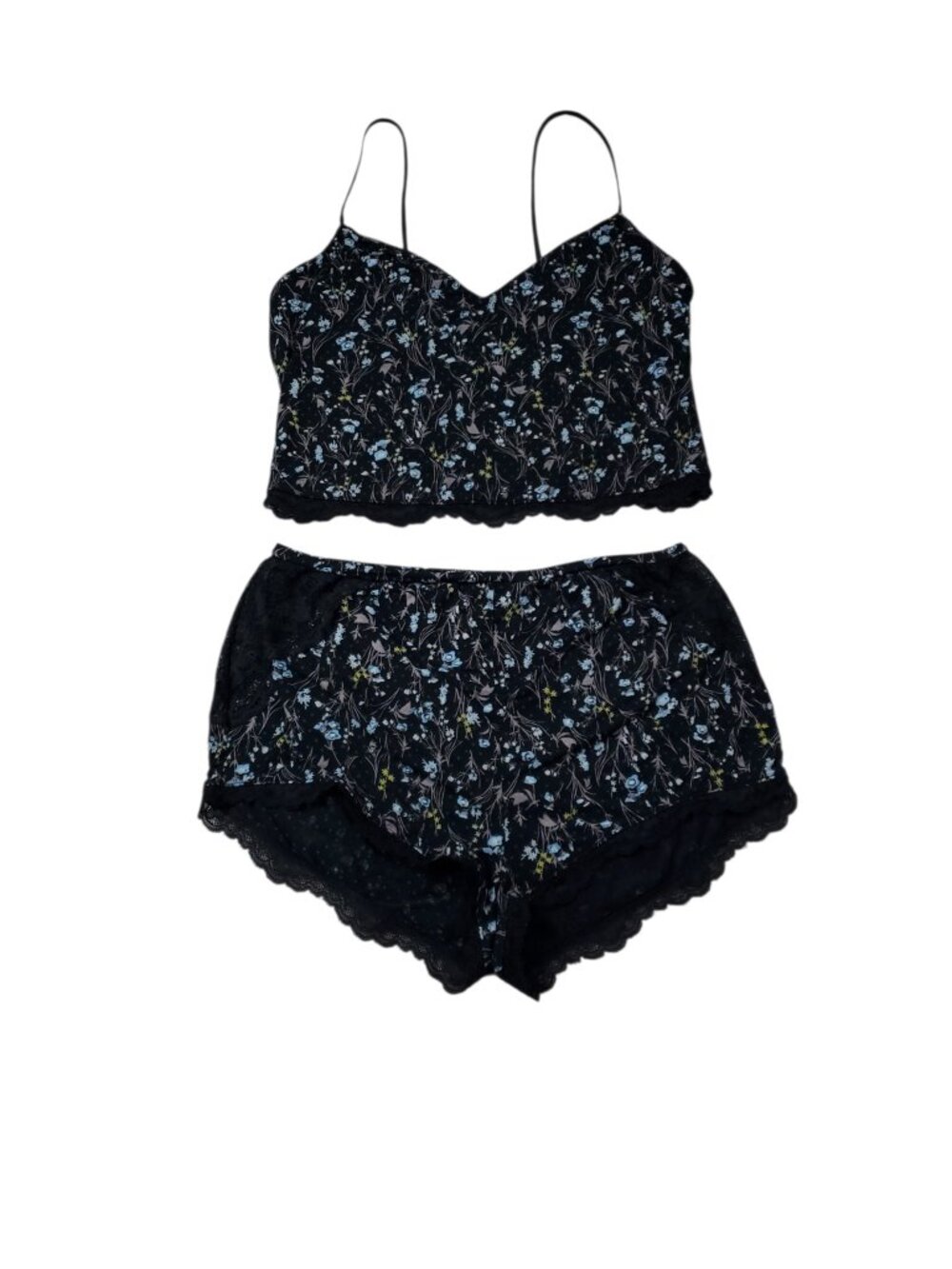 Victoria's Secret Modal Cami Top Floral Shorts Pajama Set Black Size Medium